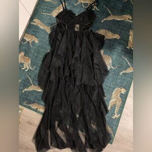 Chic Black Layered High-Low Dress